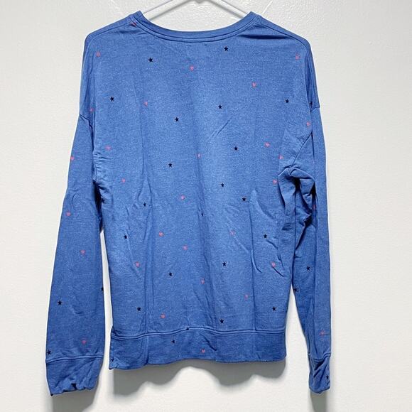Sundry Blue Long Sleeved Heart Star Print Sweatshirt - Picture 6 of 10